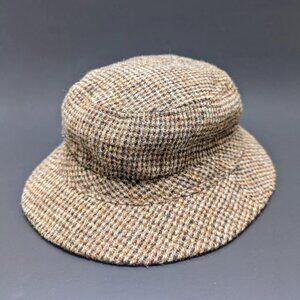 Vintage LL Bean Harris Tweed 100% Scottish Wool Gore-Tex Brown Bucket Hat Retro